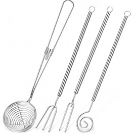 4 Pieces Candy Dipping Tools Set Chocolate Dipping Set 3-Prong Dipping Fork Fondue Fork Spear Slotted Spoon for Handmade Chocolates Pralines and Truffles