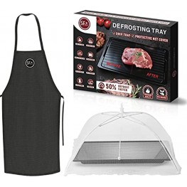 Aluminum Defrosting Drip Tray 14 x 8 In. with Net Cover and Apron for Rapid Thawing of Frozen Meat Premium Thawing Plate to Efficiently Defrost Frozen Food by SFmerch