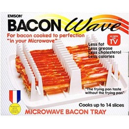 Emson Wave Microwave Cooker Tray Reduces Fat up to 35% for Healthy Make Crispy Bacon in Minutes Original As Seen On TV New Small White