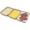 Tasch Coating Trays for Breading 3 Piece Set Interlocking Premium Stainless Steel 8.5 x 6 x 1.3” Pans for Preparing Bread Crumb Dishes Panko Schnitzel Fish Veggies Chicken Meat Complete with Tongs