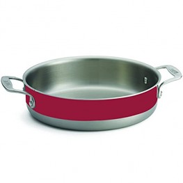 TableCraft Products CW7010R Colored Tri-Ply Brazier with 2 Handles 10 Diameter x 2½ 5 Height 10 Width 13.125 Length Red