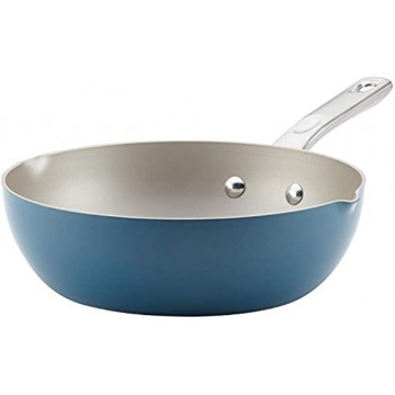 Ayesha Curry Home Collection Nonstick Fry Saute Pan Chefpan 9.75 Inch Twilight Teal Blue