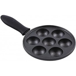 Cast Iron Aebleskiver Pan for Danish Stuffed Pancake Balls by Upstreet Black