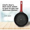 Chef's Star Nonstick Frying Pan Die Cast Aluminum Cookware with silicon Handle Skillet 11 Inch Red
