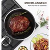 MICHELANGELO 12 Inch Frying Pan with Lid Stainless Steel Frying Pan Nonstick with Honeycomb Coating Nonstick Fry Pan with Lid Large Frying Pan Triply Skillet Induction Compatible