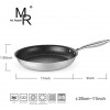 Mr Rudolf Nonstick Frying Pan,Tri-Ply Stainless Steel Skillet,PFOA-free Fry Pan,Induction Omlette Pan,Oven Safe Dishwasher Safe 12 Inch
