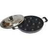 Non Stick Appam Pan 12 Pits Appam Maker Appam Patra Paniyaram Pancake Pastry Pan Appachetty with 2 Side Handle And Stainless Steel Lid