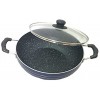 Non Stick Kadai with Glass Lid All Purpose Pan Non Stick Kadhai Deep Stir Fry Pan with Glass Lid for Gas and Induction Cook tops Aluminium Kadhai Deep Fry Pan Nonstick 2.2 Litre