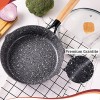 Nonstick Frying Pan with Lid 9.5-inch Saute Pan with Wood Detachable Handle Induction Stir Fry Pan Granite Stone Coating Oven Safe Grey