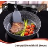 Nonstick Frying Pan with Lid 9.5-inch Saute Pan with Wood Detachable Handle Induction Stir Fry Pan Granite Stone Coating Oven Safe Grey