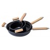 Wood handle glass cover environmental protection coating non-stick pan 2.1 Quart Frying pan for cooking