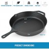 Zulay Kitchen Pre-Seasoned Cast Iron Skillet 12 Inch Heavy Duty Seasoned Iron Cast Skillet For Indoor & Outdoor Cooking Grill Stovetop Induction Oven & Campfire Safe