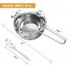 2 Pieces Stainless Steel Double Boiler Pot Baking Melting Pot and 2 Pieces Metal Serving Spoons for Chocolate Candy Butter Cheese Caramel Candle Making 600 ml Capacity