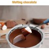 2 Pieces Stainless Steel Double Boiler Pot Baking Melting Pot for Butter and 2 Metal Spoon for Chocolate Candy Butter Cheese Caramel Candle Making Tools 480 ml and 600 ml Capacity