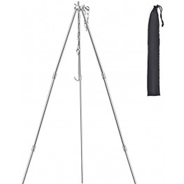 Camping Tripod Outdoor Cooking Tripod Dutch Oven Tripod Campfire Grill Stand Tripod with Adjustable Hang Chain Storage Bag for Camping Picnic