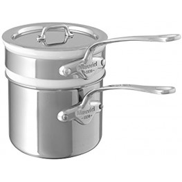 Mauviel Made In France M'Cook 5 Ply Stainless Steel 1.6 Quart Bain Marie with Lid Cast Stainless Steel Handle