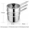 Mr. Right Double Boiler Pot for Melting Chocolate,Stainless Steel Steamer Set with Glass Lid for Candle Making Clear View while Cooking,Dishwasher & Oven Safe 3 Qts & 4 Pieces