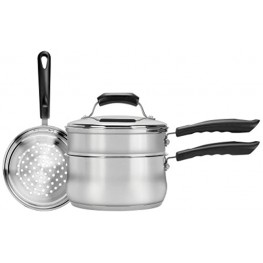 Range Kleen 3-Piece 3-Quart Sauce Pan with Lid Steamer and Double Boiler Insert