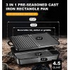 3-In-1 Pre-Seasoned Cast Iron Rectangle Pan With With Reversible Grill Griddle Lid Multi Cooker Deep Roasting Grill Pan Non-Stick Open Fire Camping Use As Dutch Oven Frying Pan or Roasting pan