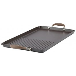 Anolon Advanced Hard Anodized Nonstick Double-Burner Griddle  Grill Pan with Spout 10 Inch x 18 Inch Bronze