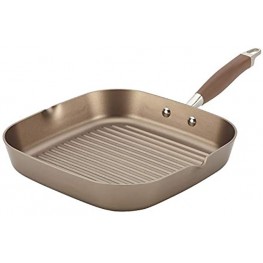 Anolon Advanced Hard Anodized Nonstick Square Deep Grill Griddle Pan with Spouts 11 Inch Brown Umber