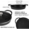 Cainfy Nonstick Grill Pan with Lid The Whatever Pan Cast Aluminum Stovetop Oven Griddle Grill Pan 11.5 Inch