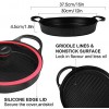 Cainfy Round Grill Pan with Lid The Nonstick Whatever Pan Aluminum Stovetop Oven Griddle Grill Pan with Silicone Handles 11.5 Inch Dishwasher & Oven Safe
