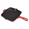 Commercial Enameled Cast Iron Square Grill Pan 10.25-Inch Red