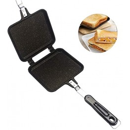 Double-sided Frying Pan Non-stick Foldable Grill Frying Pan Aluminum Alloy Flip Tray Barbecue Plate Sandwich Mold for Bread Toast Breakfast Machine Waffle Pancake