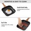 ESLITE LIFE Grill Pan for Stove Tops with Lid Nonstick Square Griddle Pan Induction Steak Bacon Pan with Granite Coating 9.5 Inch