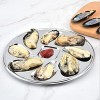 Good news Stainless Steel Oyster Plate 8 Slots for Oysters Scallop,Thick Oyster Grill Pan Oyster Shell Shaped,10 inch Diameter