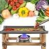Haofy Non-Stick Grill Pan Alcohol Stove with Wooden Shelf Ceramic Grill Plate Set for Indoor Outdoor BBQ Roasting Baking Japanese Barbecue Tool30CM