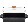 IRIS USA Indoor Grill Pan with Lid and Silicone Handle Covers Non-Stick Stove Top Griddle Skillet Rectangular,Cast Aluminum,596708