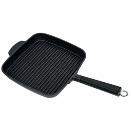 MasterPan Ultra Nonstick Deep Grill Frying Pan with Detachable Handle 11" Black,
