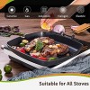 Nonstick Grill Pan for Stove Top 11-inch Non-Stick Square Griddle Pans with Folding Handle Induction Skillet Steak Bacon Pan