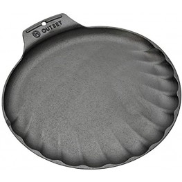 Outset 76378 Scallop Cast Iron Grill and Serving Pan  Black