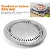 Stovetop Korean BBQ Grill Pan Stainless Steel Non-Stick Roasting Smokeless Barbecue Grill Pan Round Grill Set for Indoor Outdoor Camping BBQ