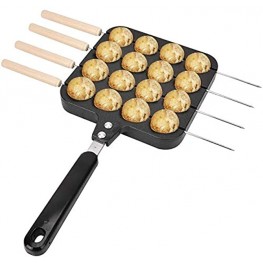 Takoyaki Grill Pan Premium Material 16 Holes Non-Stick Takoyaki Maker Cast Aluminum Alloy Baking Tray with 4 Baking needle Round Pancakes Cooking Tools Baking Mold Tray Home Kitchen Accessories