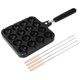 Takoyaki Grill Pan Takoyaki Maker Non-Stick Baking Tray Pancake Balls Cooking Kitchen Gadgets With 4 Baking Needles Stuffed-Pancake Pan for Octopus Ball Black