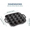 ZEELIK Takoyaki Cast Iron Pan 16 Hole Heavy Duty NonStick Square Cooking Plate Octopus Ball Maker Complete with 2 Silicone Oven Mitts