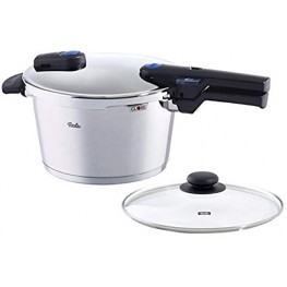 Fissler vitaquick  Pressure Cooker Set 4.8 Quart with Glass Lid Stainless Steel Cookware Compatible with Induction Gas Electric & Stovetops Dishwasher Safe