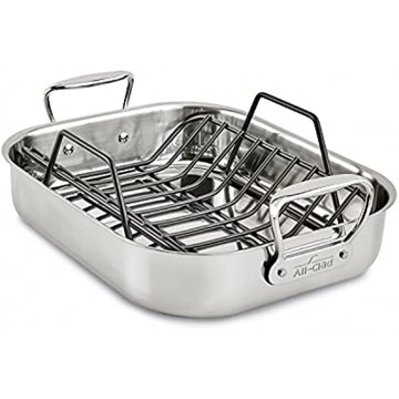 All-Clad Gourmet Stainless Steel Nonstick Roaster with Rack 11 x 14 inch Silver