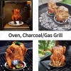 BBQSTAR Beer Can Chicken Stand Stainless Steel Vertical Chicken Roaster Rack Beer Butt Chicken Holder with Drip Pan for Oven Grill 7.68 by 6.5 Inch