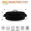Bovado USA Enamel Oval Turkey Roaster Pan with Lid Thanksgiving Gift Covered Non-sticky Free of Chemicals Dishwasher Safe 14.5 Inch Rôtissoire Capacité de 4.5 kg