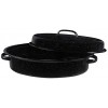 Bovado USA Enamel Oval Turkey Roaster Pan with Lid Thanksgiving Gift Covered Non-sticky Free of Chemicals Dishwasher Safe 14.5 Inch Rôtissoire Capacité de 4.5 kg