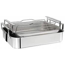 CRISTEL 18-10 stainless Steel Roaster 3-Ply construction Shinny Finish Dishwasher oven safe all hobs + induction Extras collection MADE IN France 15" x 12.5" x 3".