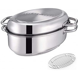 Cyrosa Roasting Pan with Rack Stainless Steel Turkey Roaster with Lid Large Roasting Pan 15 Inch