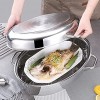 Fracoda 17 Inch Roasting Pan with Rack Stainless Steel Turkey Roaster Pan with Lid Oval Induction Compatible Dishwasher Safe 12 Quart + 5 Quart