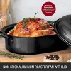 Granite Stone Oval Roaster Pan Large 19.5” Ultra Nonstick Roasting Pan with Lid Grooved Bottom for Basting Broiler Pan for Oven Dishwasher Safe Up to 25lb Turkey Roast Serves 12 – 25