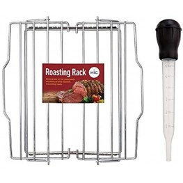 HIC Harold Import Co. Adjustable Chrome Plated Baking Broiling Roasting Rack and Heat Resistant Turkey Baster with Silicone Bulb